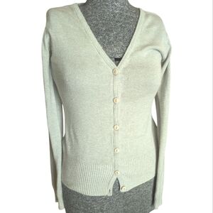 Tex Woman Light Gray V-Neck Cardigan Sweater Size XS